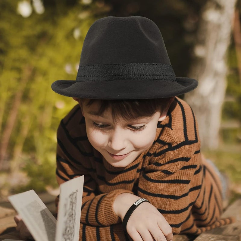 FGSS Kids-Boys Classic Panama-Fedora-Hat Trilby Manhattan-Structured Jazz Wool Cap 2-6Yrs - Image 2
